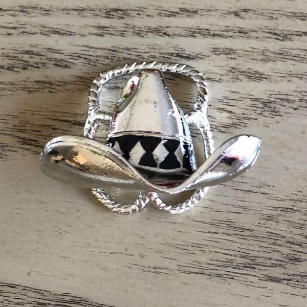 cowboy hat silver scarf slide
