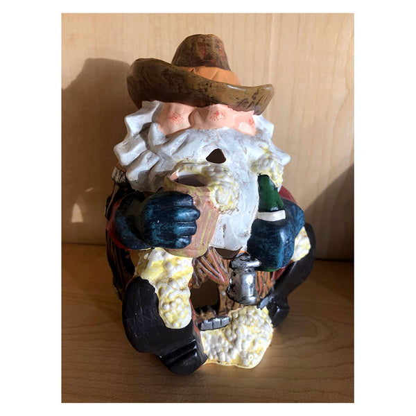 cowboy santa barrel candle holder luminary