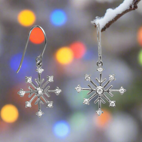 cz snowflake earrings