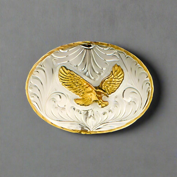 eagle german silver & gold belt buckle