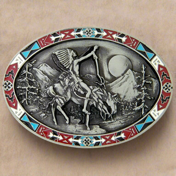 end of the trail enamel belt buckle