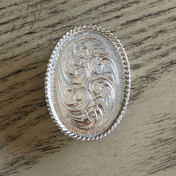 engraved silver oval scarf slide