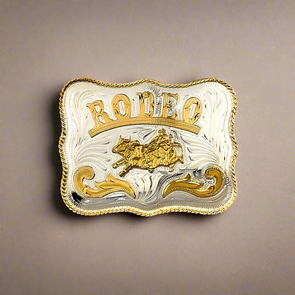 extra large bullrider rodeo german silver belt buckle