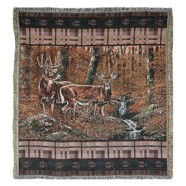 fall deer tapestry throw blanket