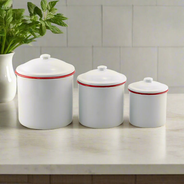 baked enamel kitchen canister set
