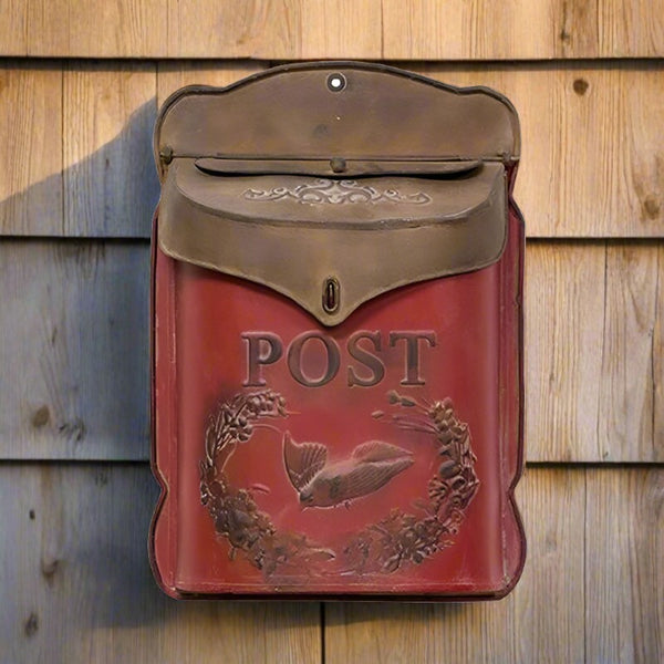 vintage rust and red mailbox
