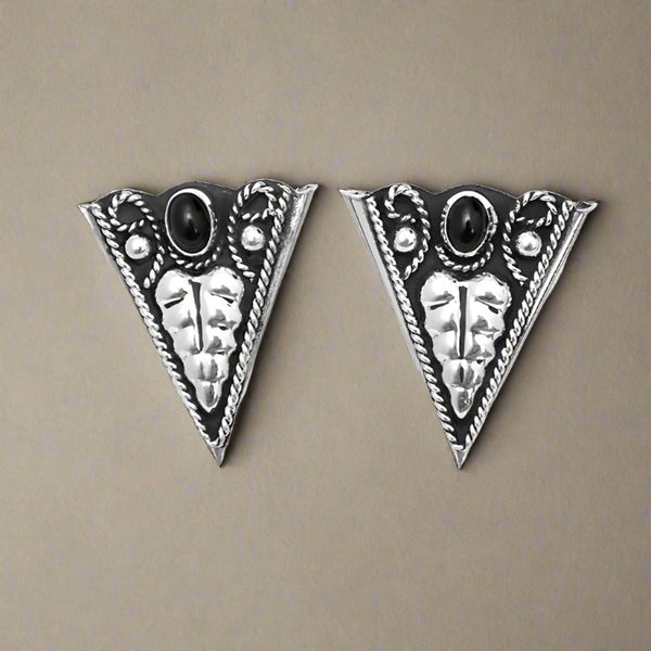 german silver black onyx collar tips