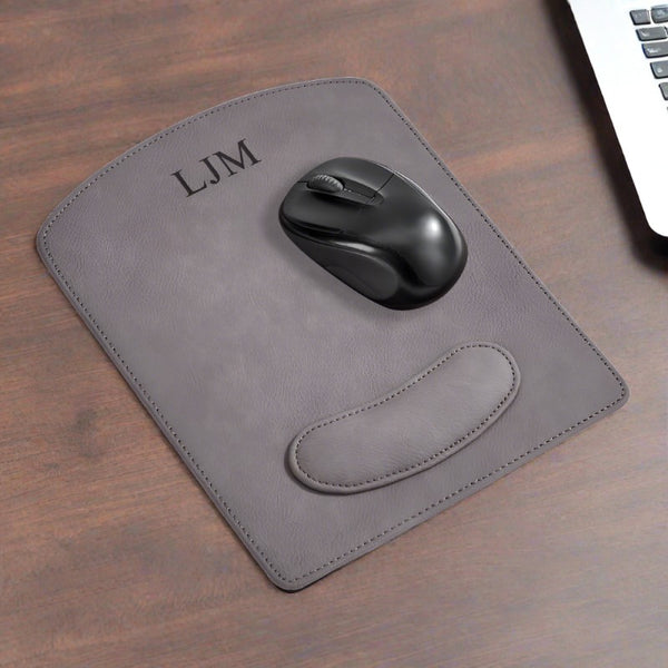 gray leatherette mouse pad