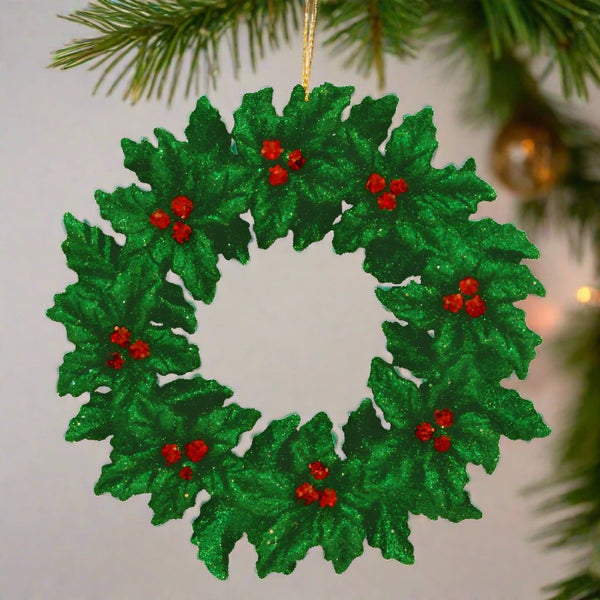 holly berries wreath christmas ornament