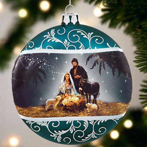 holy family nativity glass ornament