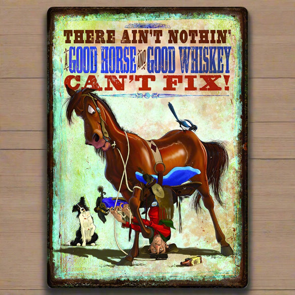horse whiskey tin sign