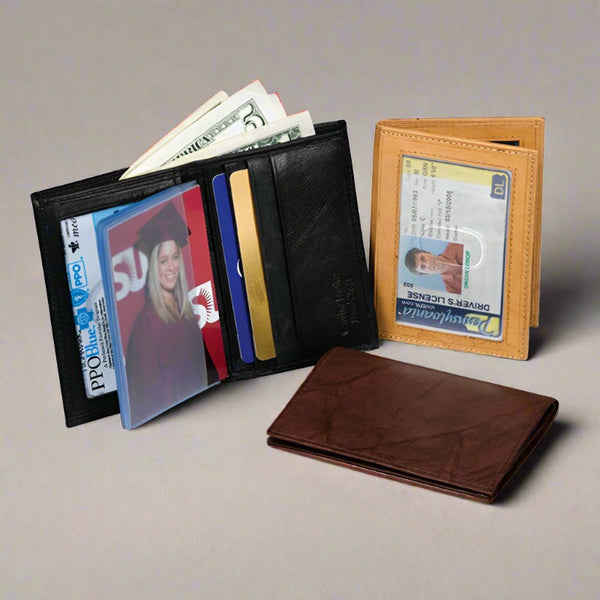 leather card and id case mini wallet