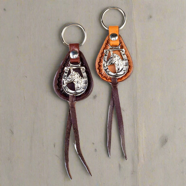 leather horsehead concho key ring