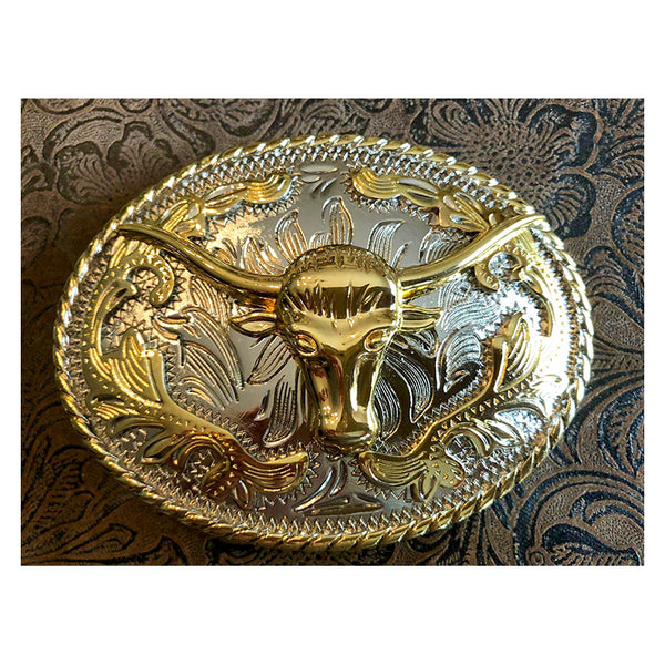 longhorn oval rodeo buckle