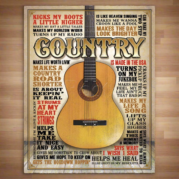 made in amercia country music tin sign