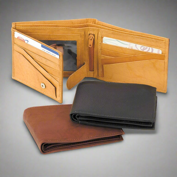 mens dual bifold leather wallet