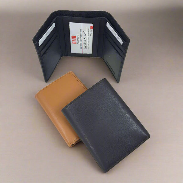 mens leather rfid blocker trifold wallet