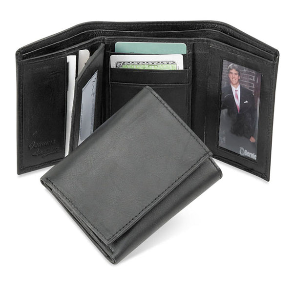 mens trifold black leather wallet