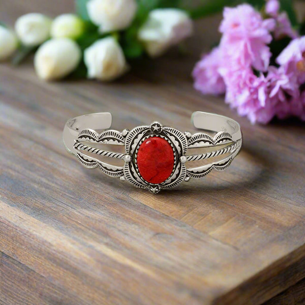 oxidized dyed sponge coral cuff bracelet