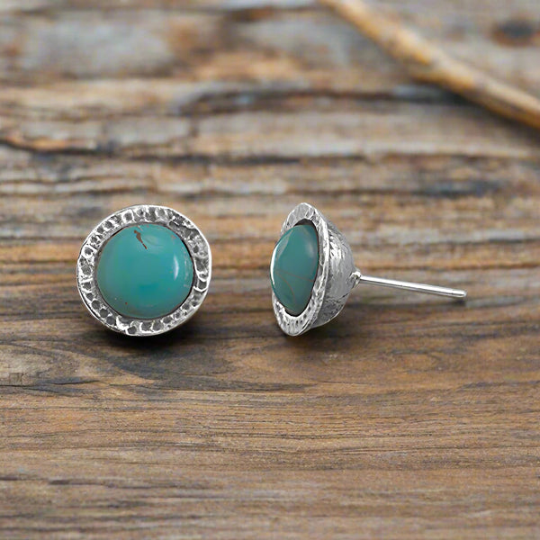oxidized turquoise stud earrings