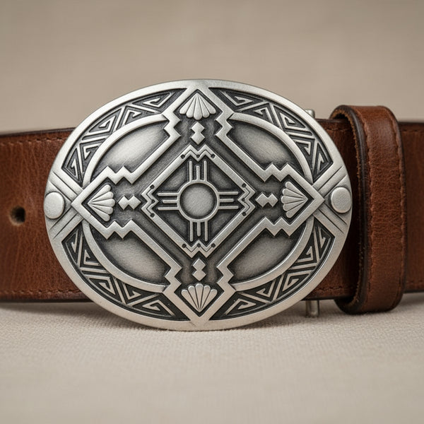 pewter southwestern design belt buckle