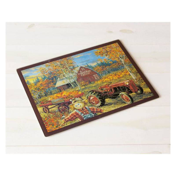 pumpkin patch autumn glass cutting board