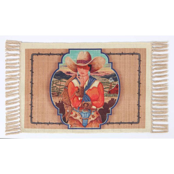 read to ride cowgirl digital print placemat