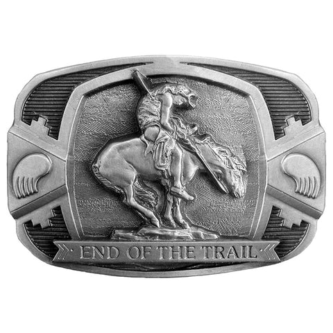 Rectangle Pewter End Of The Trail Belt Buckle