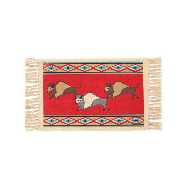 red buffalo stencil tapestry placemat