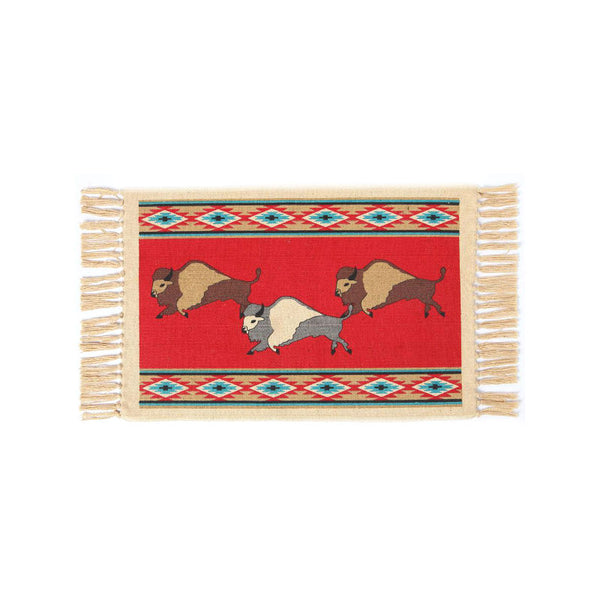 red buffalo stencil tapestry placemat