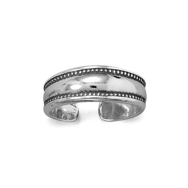 silver beaded band toe ring
