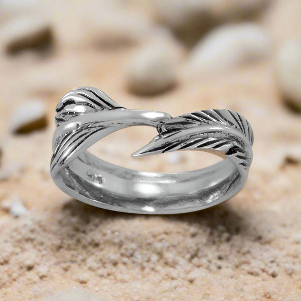 silver feather wrap ring