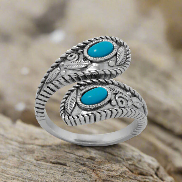 silver turquoise wrap ring