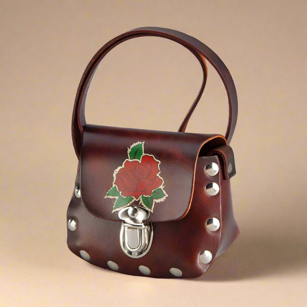 small antique roses leather shoulder bag