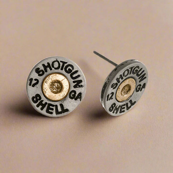 small two tone shot shell post earrings