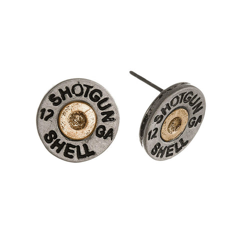 Small Two Tone Shot Shell Post Earrings