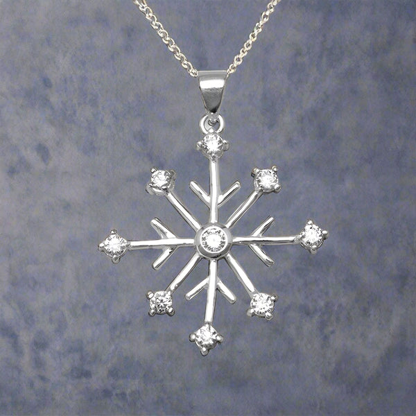 snowflake cz necklace pendant