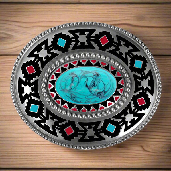 southwestern enamel belt buckle