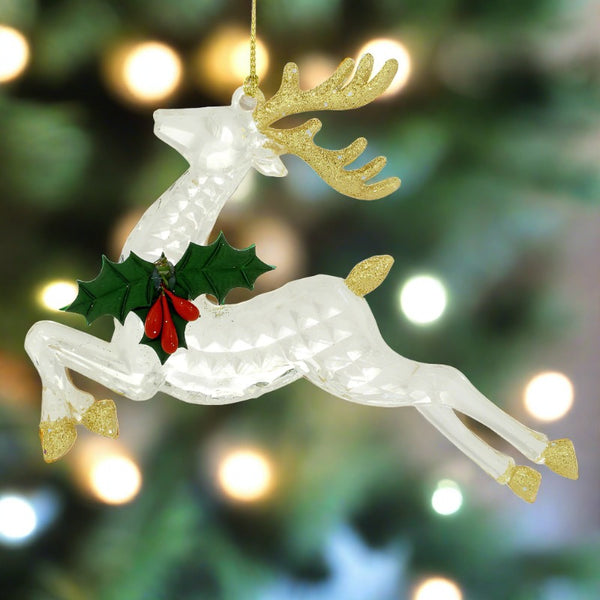 sparkling golden reindeer ornaments