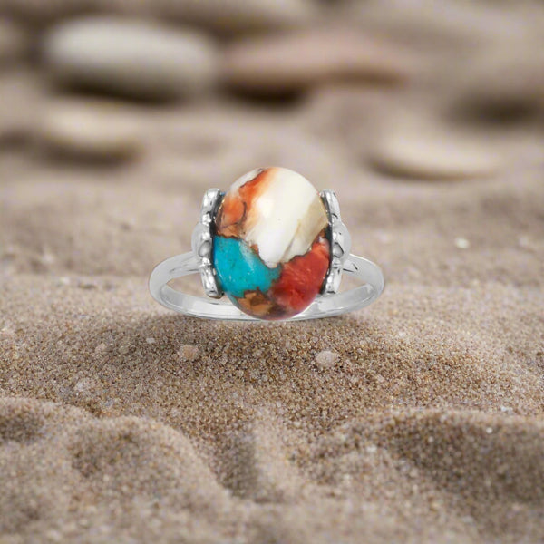 spiny oyster and turquoise ring