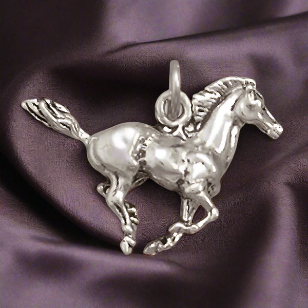 sterling silver running horse charm
