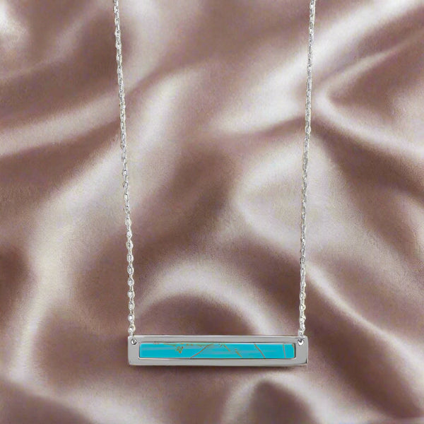 sterling silver turquoise bar necklace