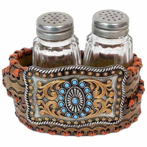 Turquoise Belt Buckle Salt and Pepper Shakers Set