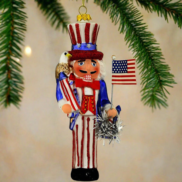 uncle same nutcracker glass ornament
