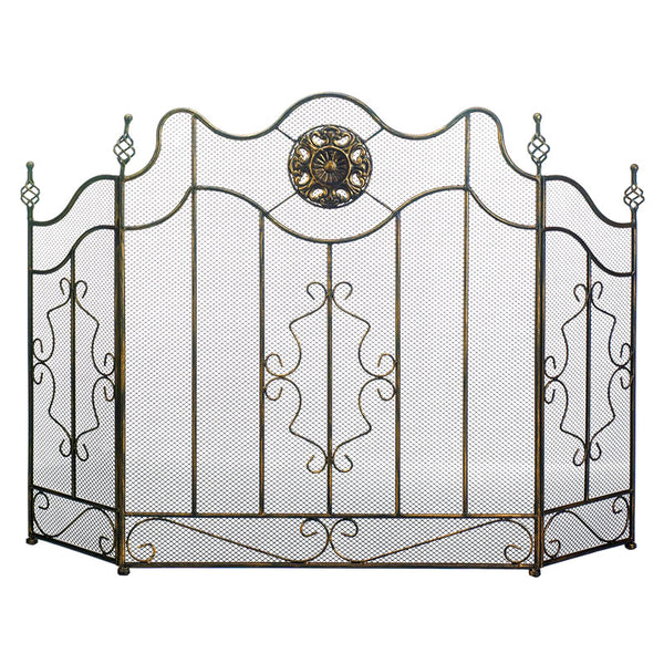 victorian black iron fireplace screen