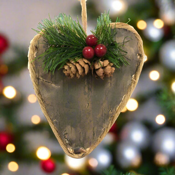 woodland winter birch bark christmas ornaments
