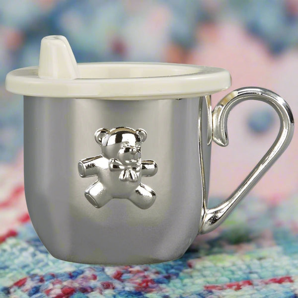 silverplated teddy bear baby sippy cup