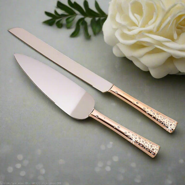 galaxy rose gold cake server set