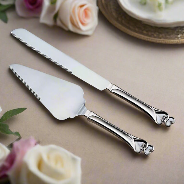 double hearts cake server set