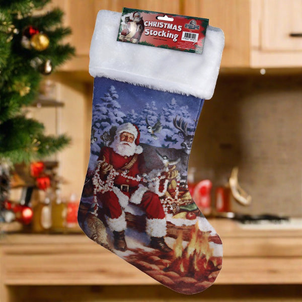 campfire santa christmas stocking